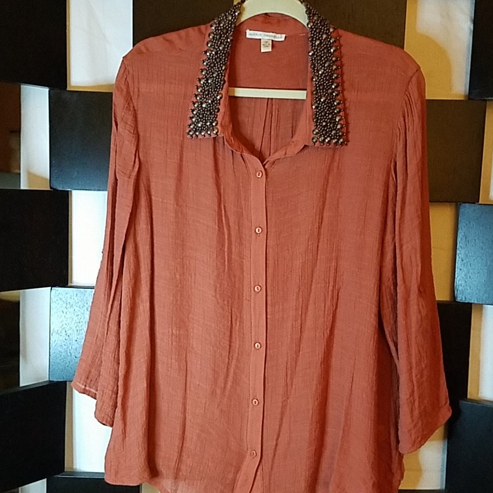 blouse with unique accents on collar